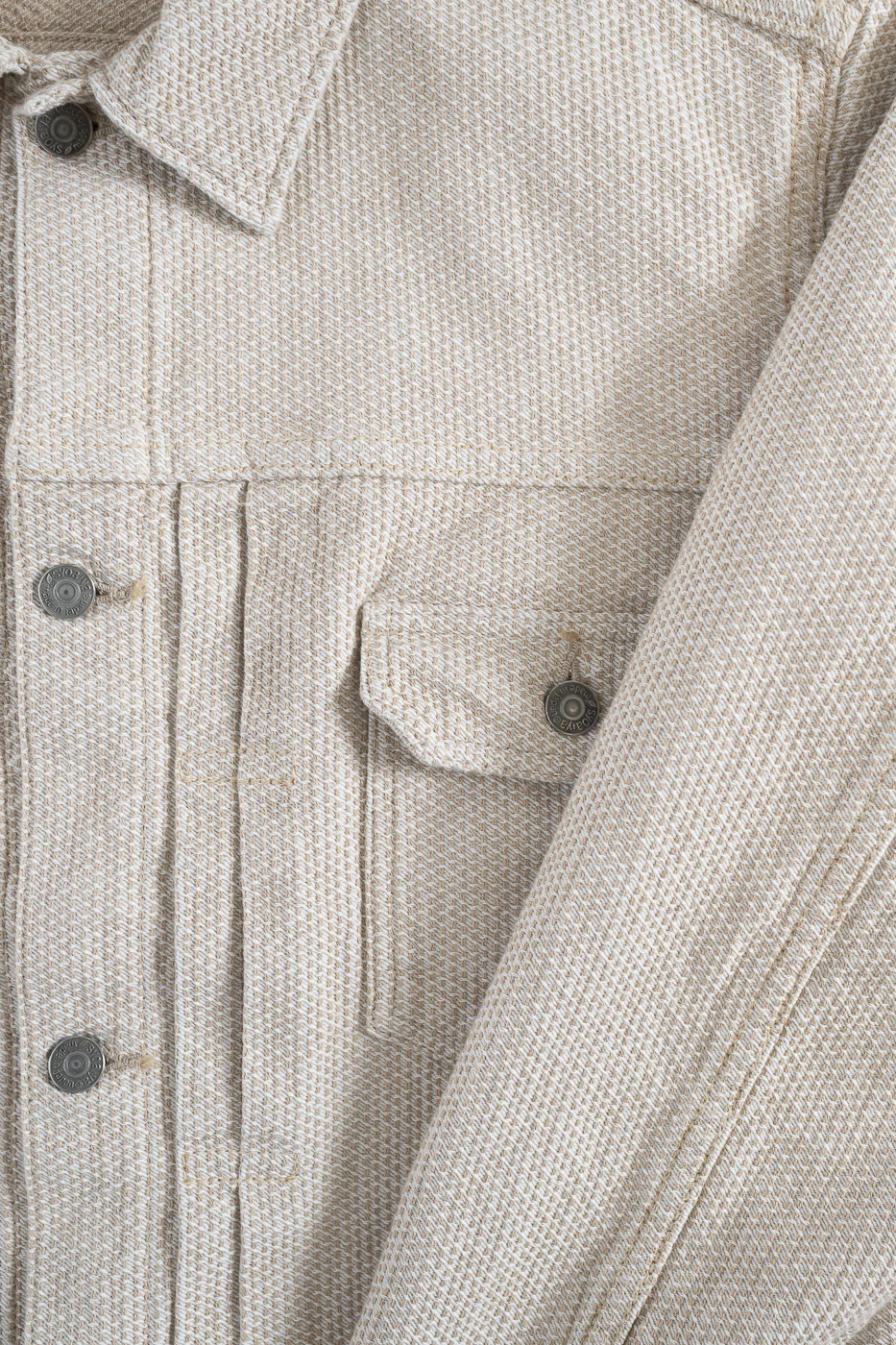 6220-IV - Sashiko Type II Jacket - Ivory x Beige - Image 4