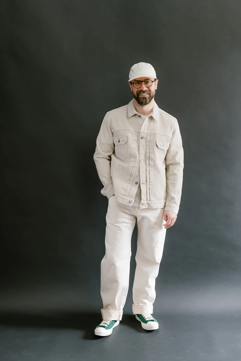 6220-IV - Sashiko Type II Jacket - Ivory x Beige - Image 9