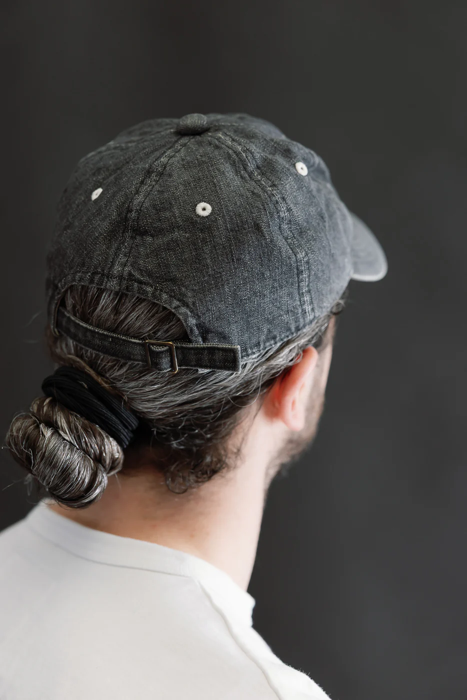 6843HW - 6 Panel Denim Baseball Cap 'F' Patch - Black Vintage Wash - Image 10