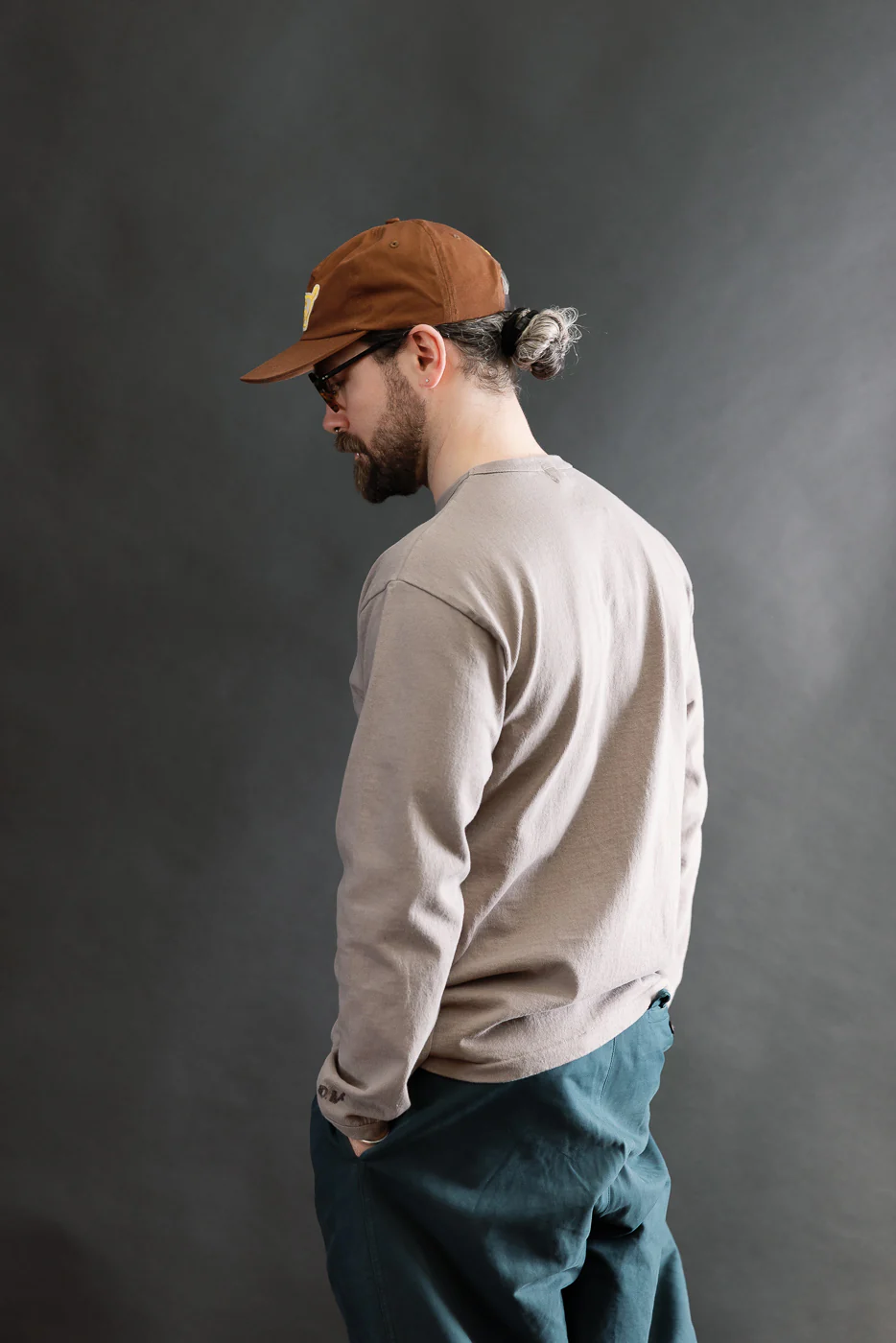 9.5oz "Stand Wheel" Heavyweight Tee Long Sleeve - Grey - Image 13