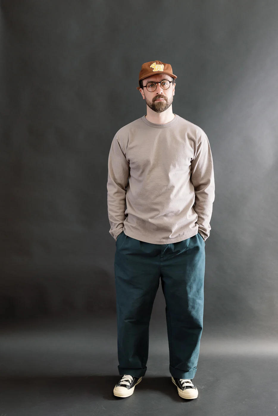 9.5oz "Stand Wheel" Heavyweight Tee Long Sleeve - Grey - Image 5