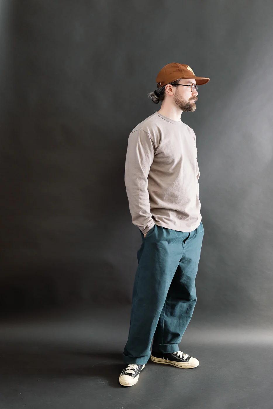 9.5oz "Stand Wheel" Heavyweight Tee Long Sleeve - Grey - Image 6