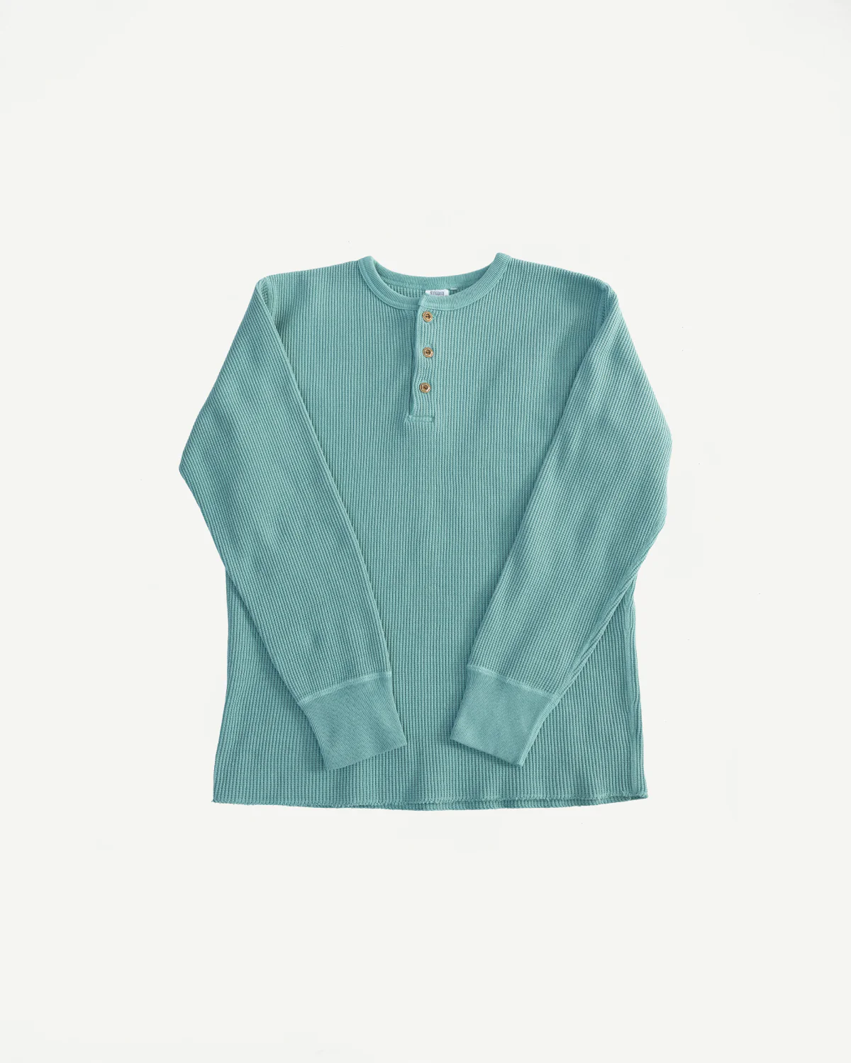 9937 - Heavy Thermal Long Sleeve Henley - Emerald