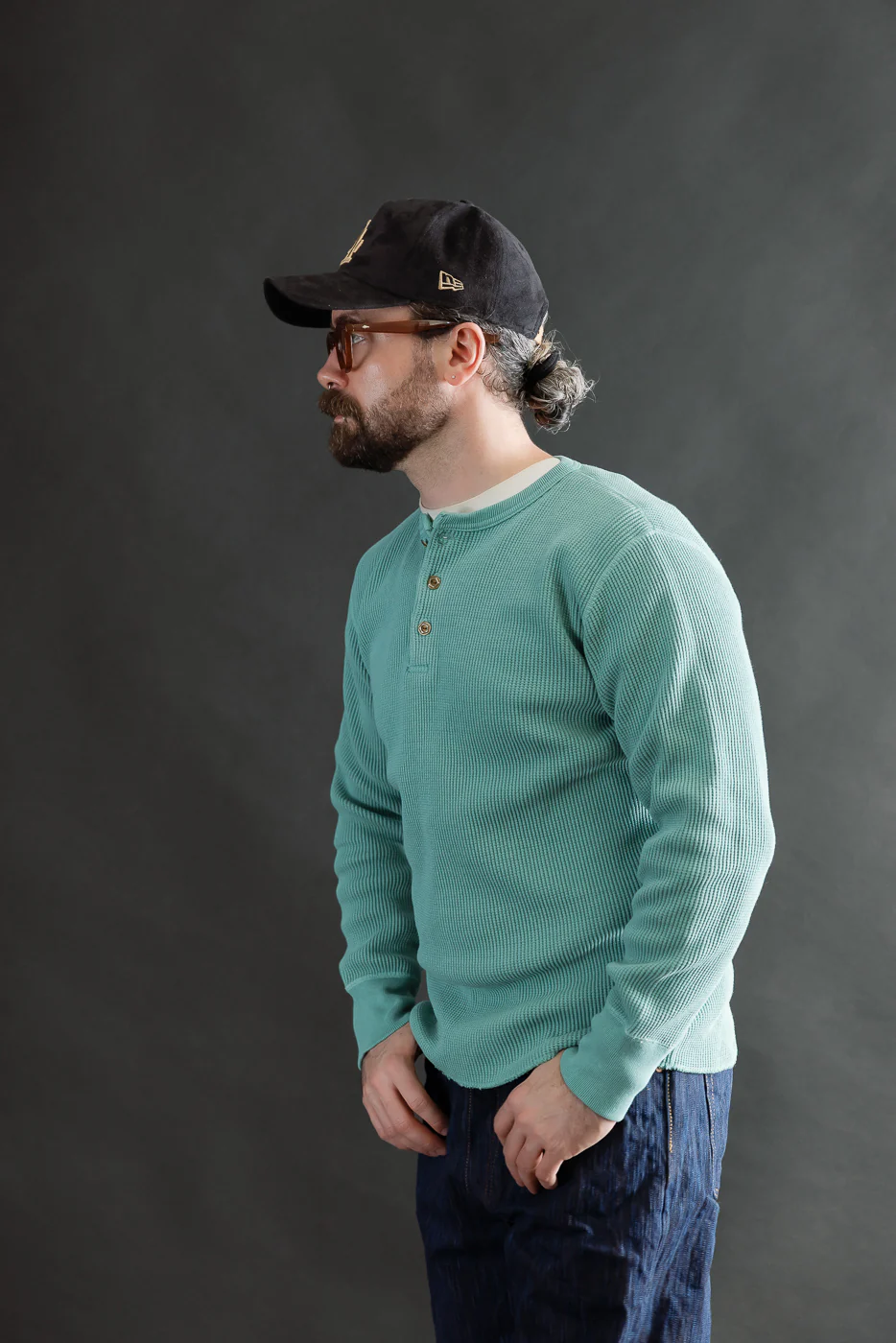 9937 - Heavy Thermal Long Sleeve Henley - Emerald - Image 12