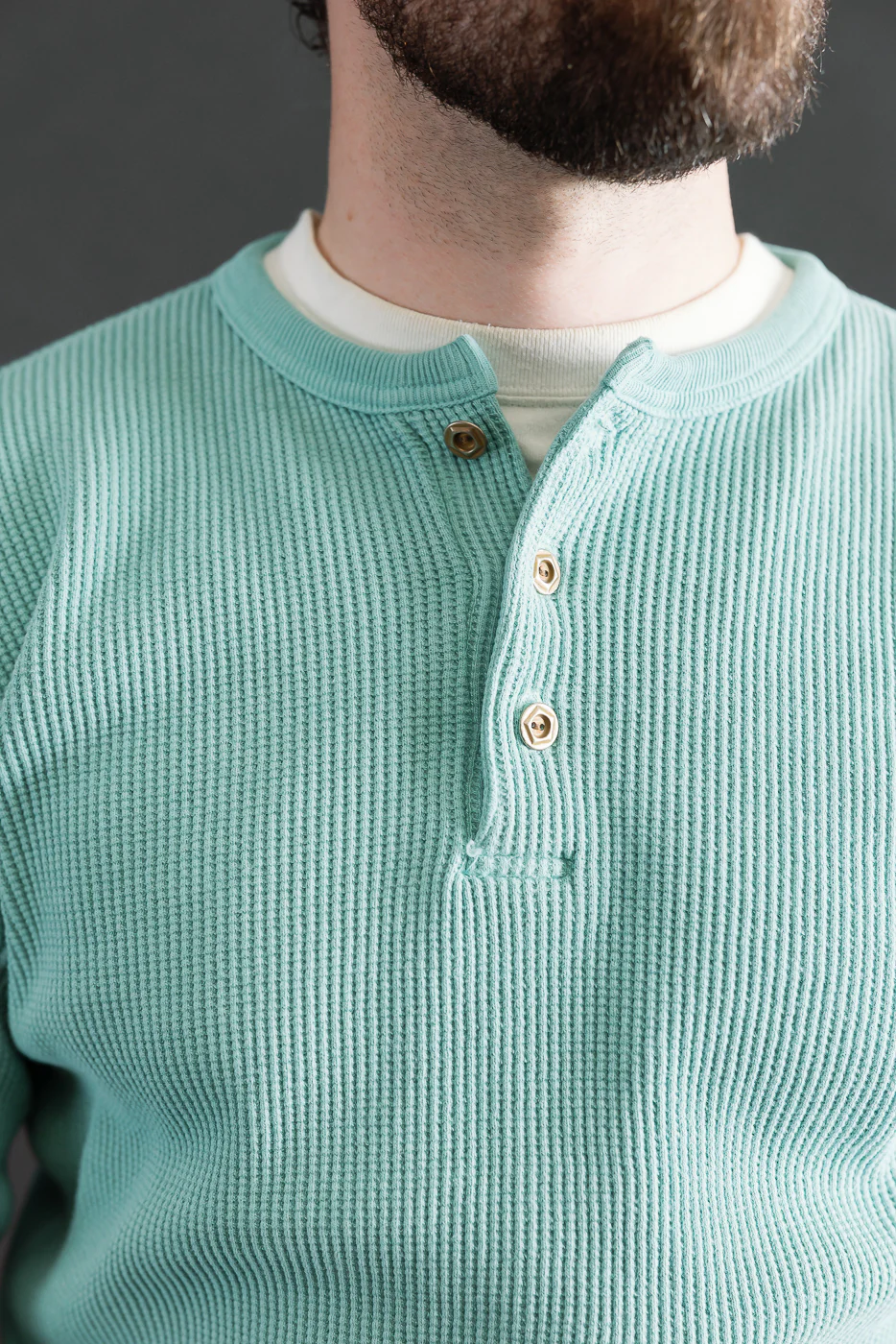 9937 - Heavy Thermal Long Sleeve Henley - Emerald - Image 16