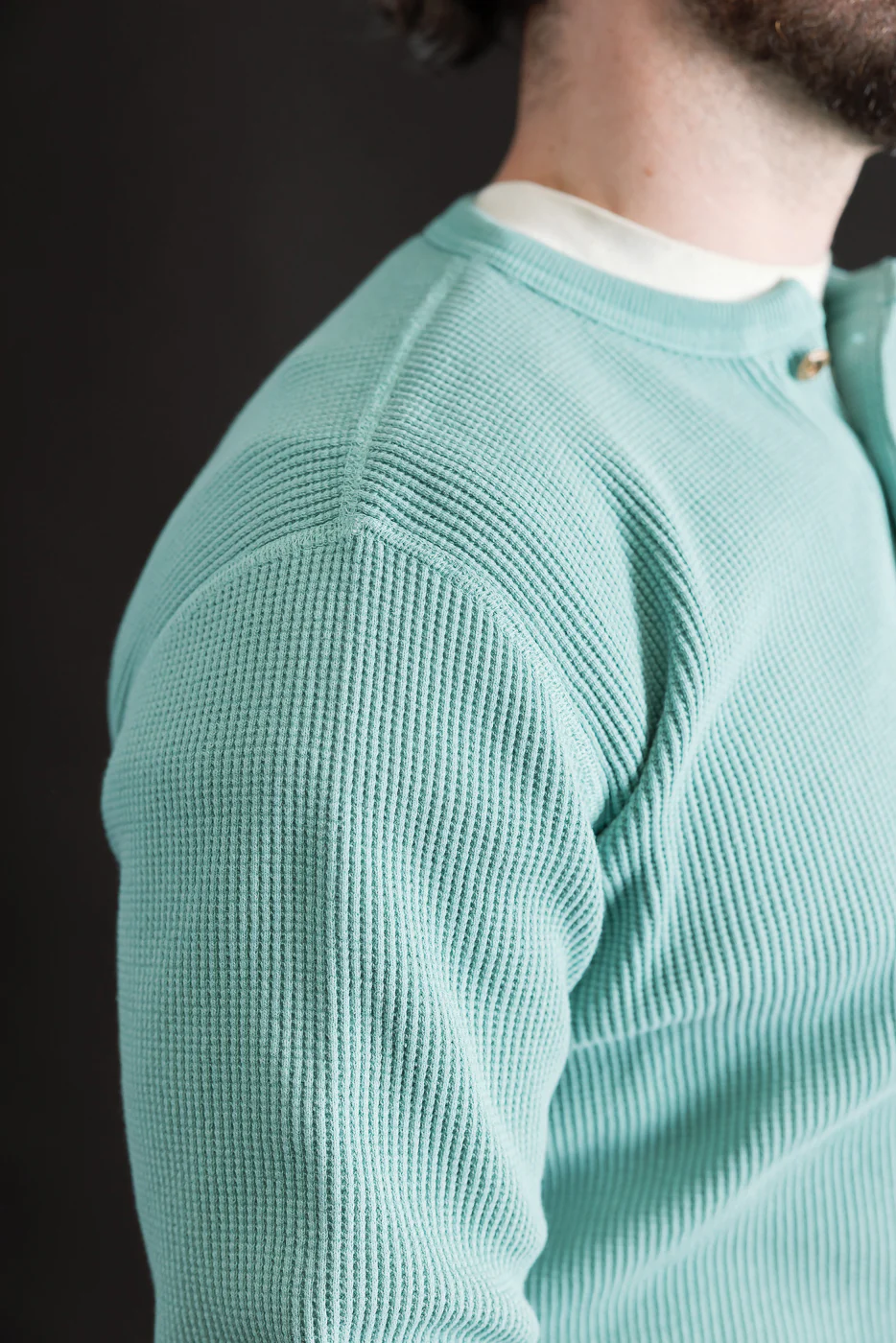 9937 - Heavy Thermal Long Sleeve Henley - Emerald - Image 17