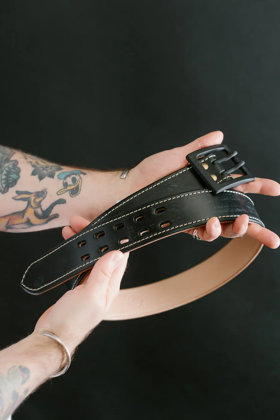 A107HSII - Extra Thick Bridle Leather Belt - Black - Image 3