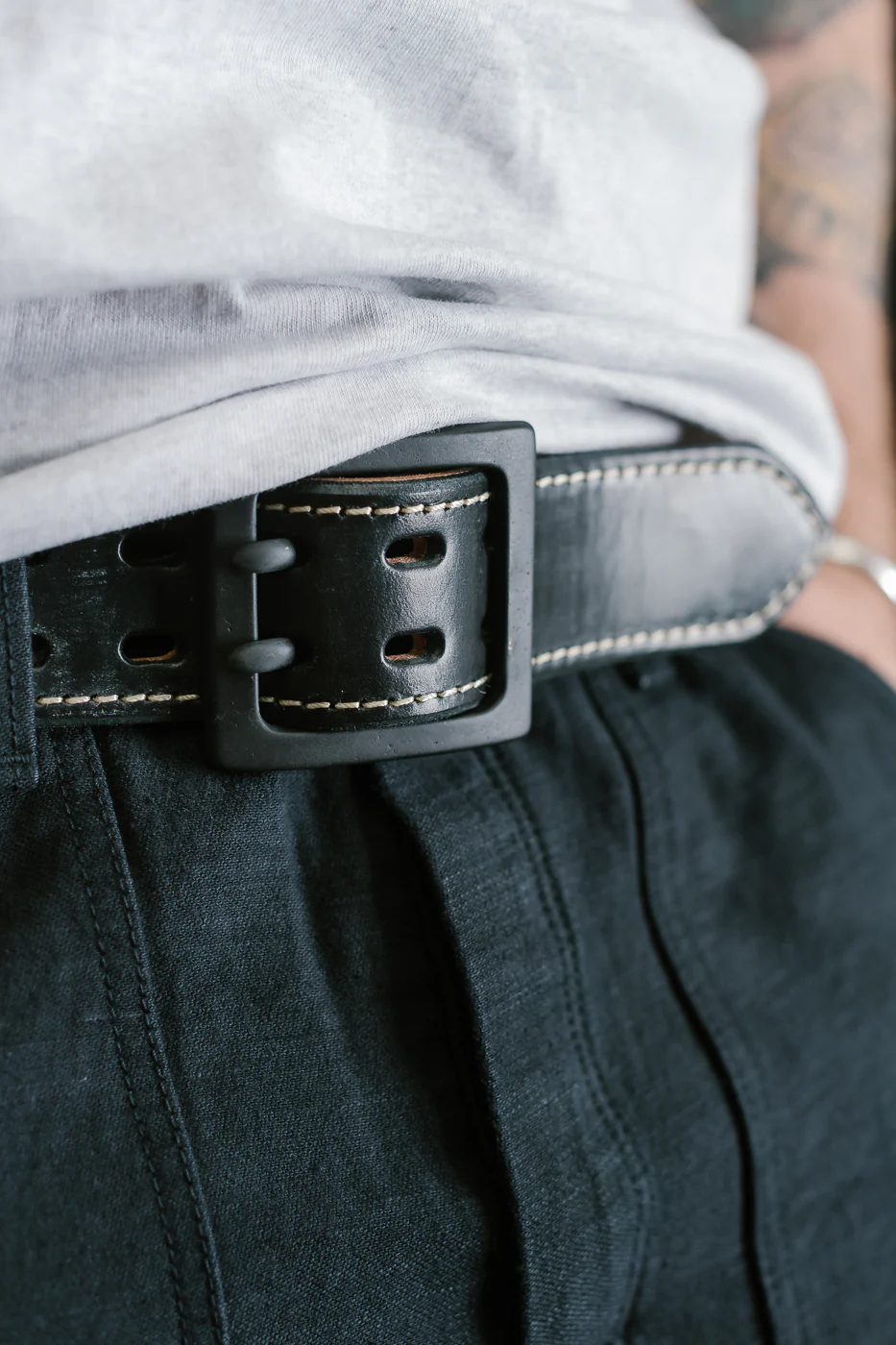 A107HSII - Extra Thick Bridle Leather Belt - Black - Image 5
