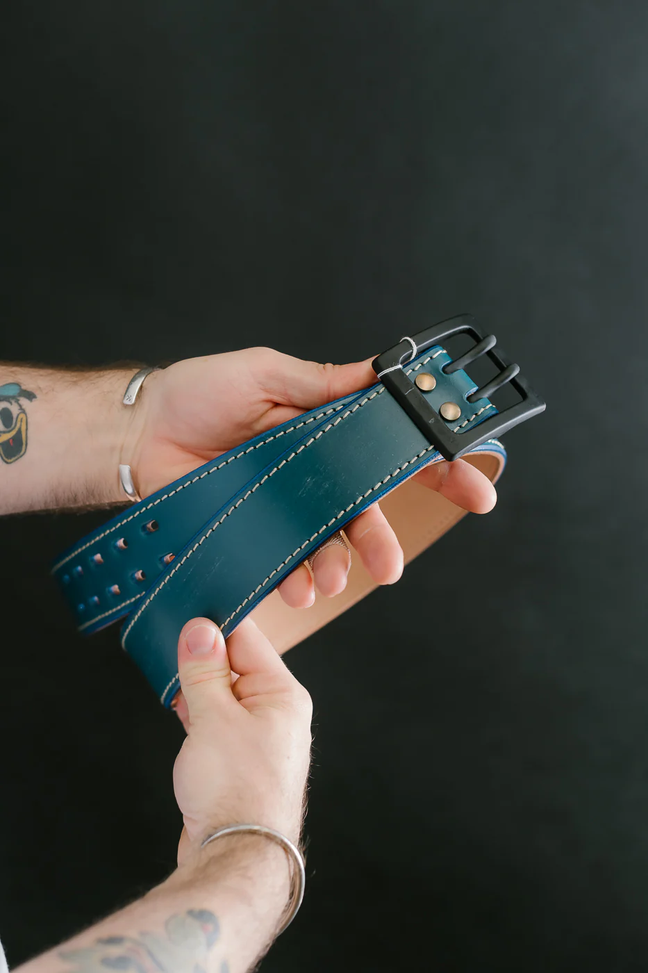 H107HSII - Extra Thick Bridle Leather Belt - Blue - Image 3