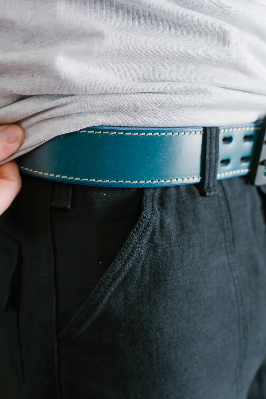 H107HSII - Extra Thick Bridle Leather Belt - Blue - Image 7