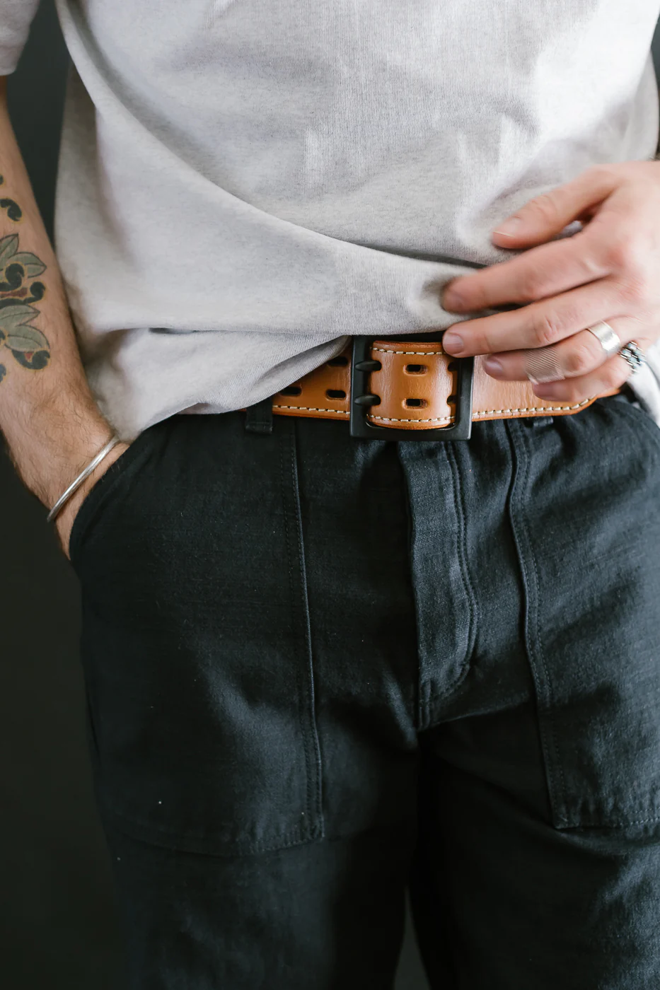 A107HSII - Extra Thick Bridle Leather Belt - Natural - Image 4