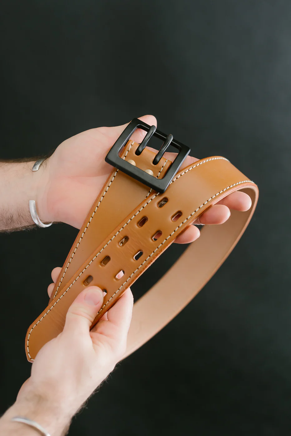 A107HSII - Extra Thick Bridle Leather Belt - Natural - Image 6