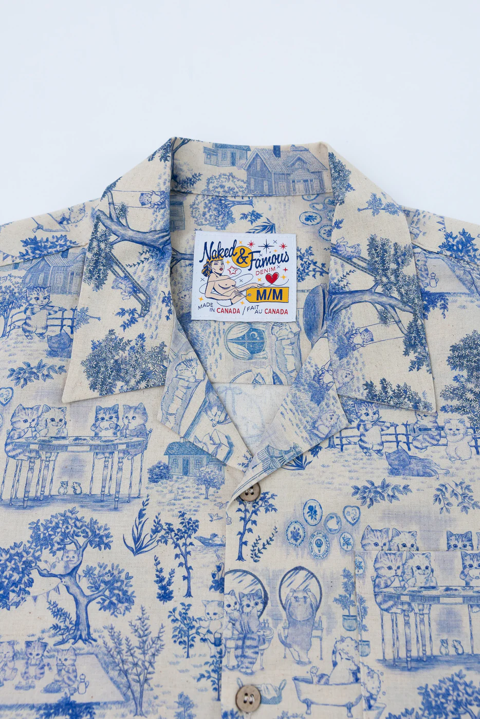Aloha Shirt - Linen Cats - Blue - Image 2