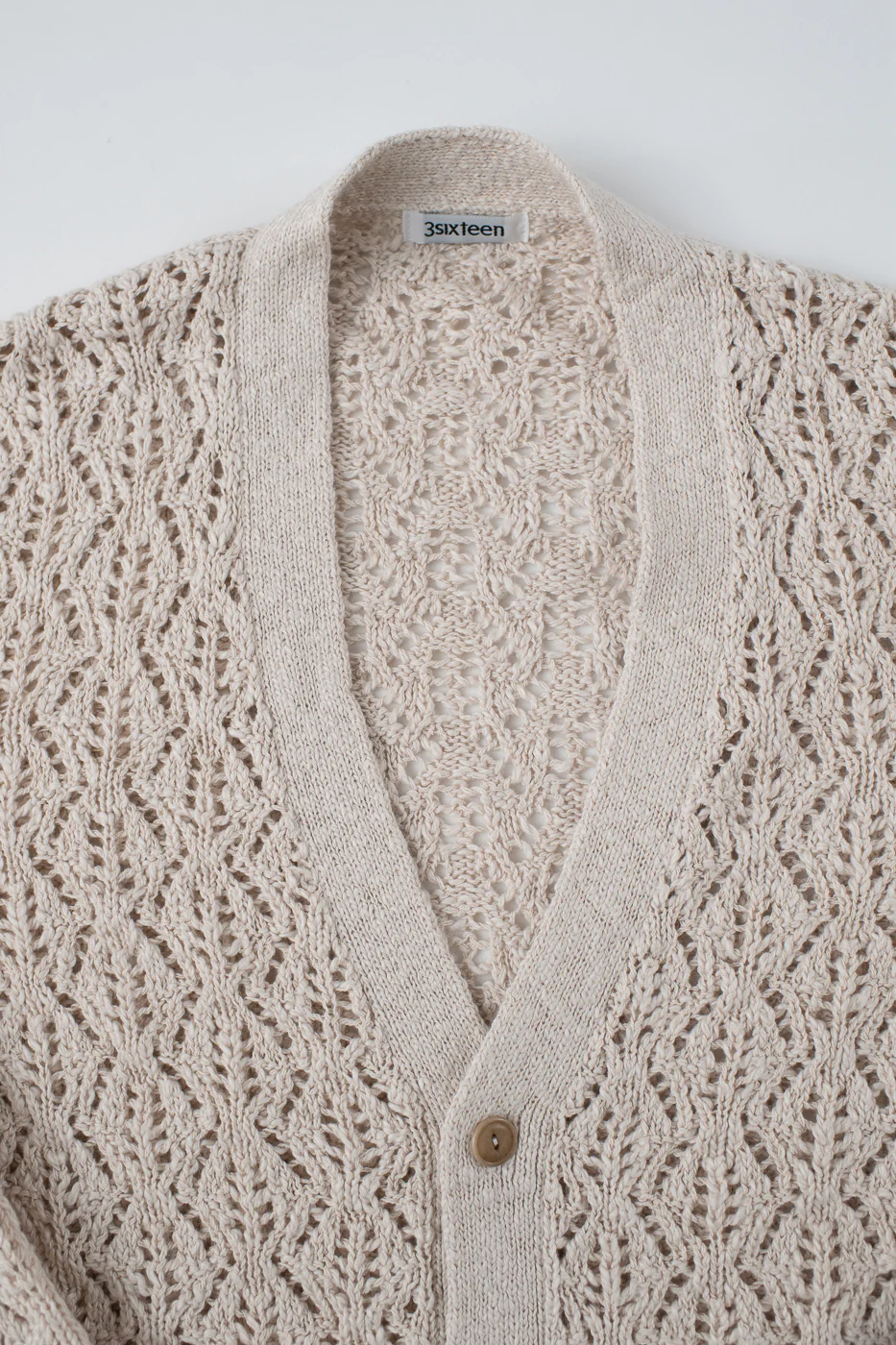 Classic Cardigan Flamme Lace Knit - Ecru - Image 2