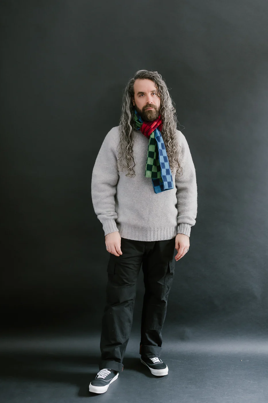 Cosmic Checkerboard Scarf - Forest - Image 4
