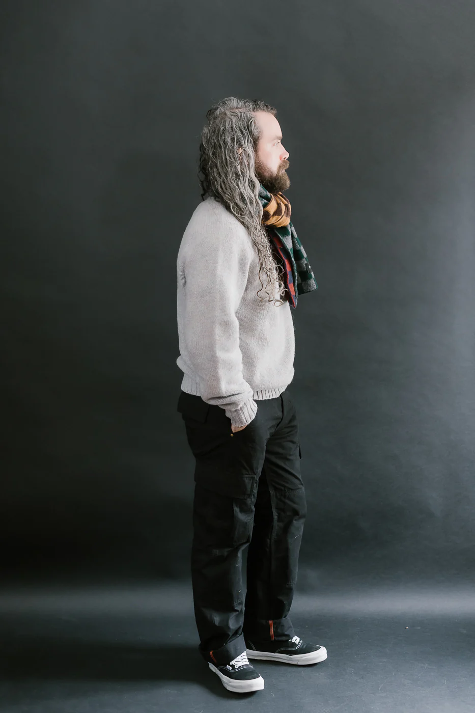Cosmic Checkerboard Scarf - Navy - Image 5