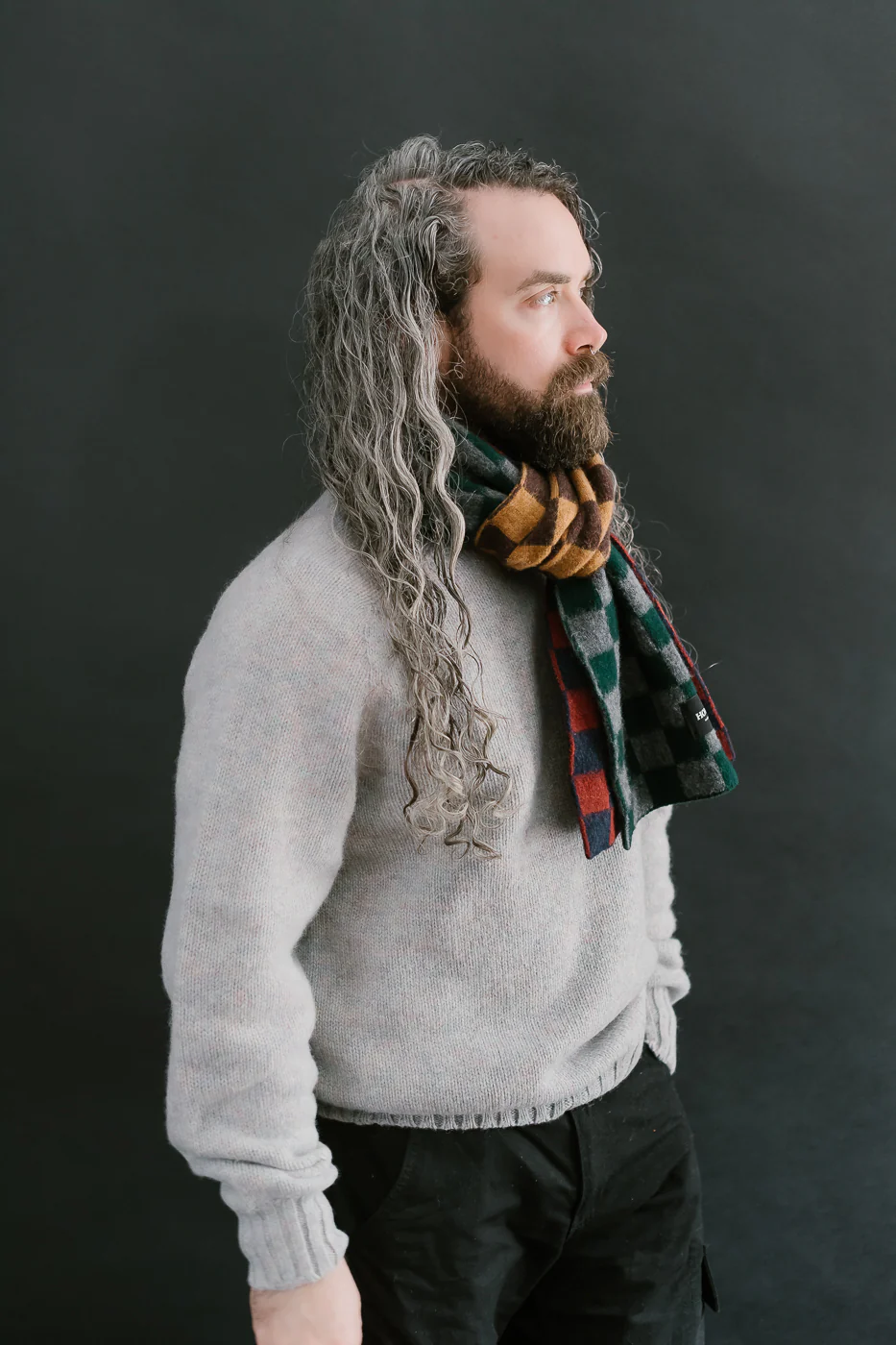 Cosmic Checkerboard Scarf - Navy - Image 7