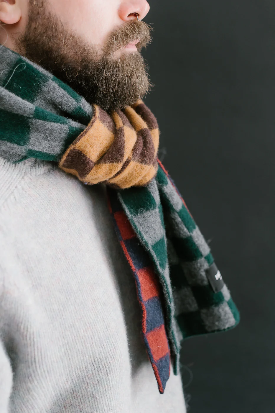 Cosmic Checkerboard Scarf - Navy - Image 9