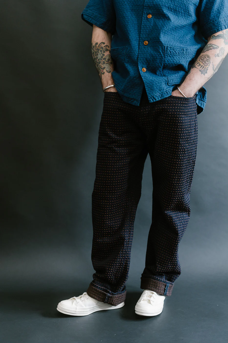 D1897RS - 15.5oz "Kakishibu Sashiko" Indigo Jacquard Denim - Dant Exclusive Regular Straight - Image 11
