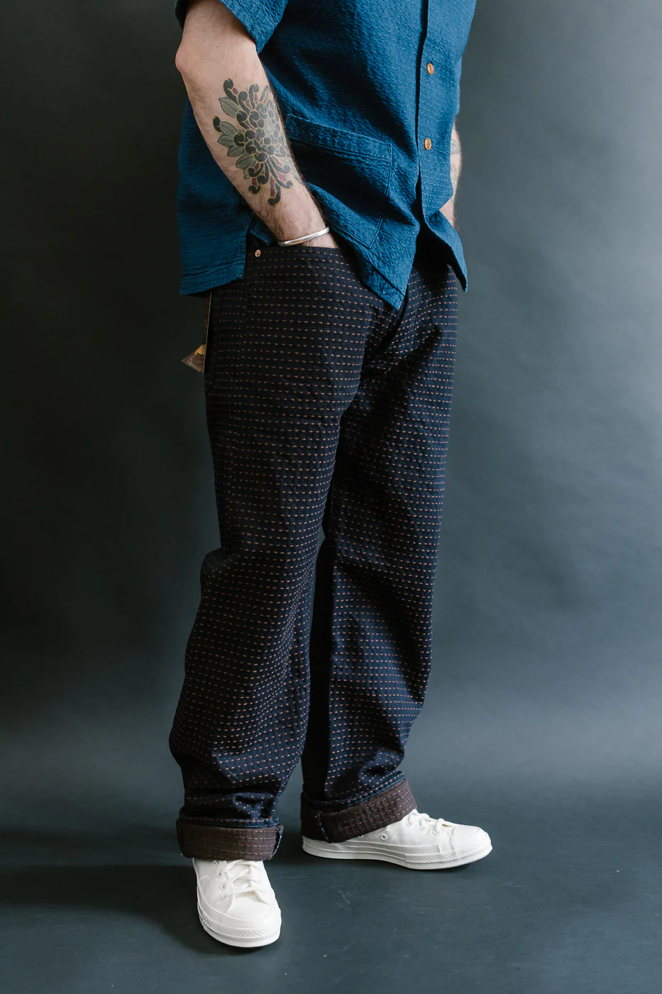 D1897RS - 15.5oz "Kakishibu Sashiko" Indigo Jacquard Denim - Dant Exclusive Regular Straight - Image 15