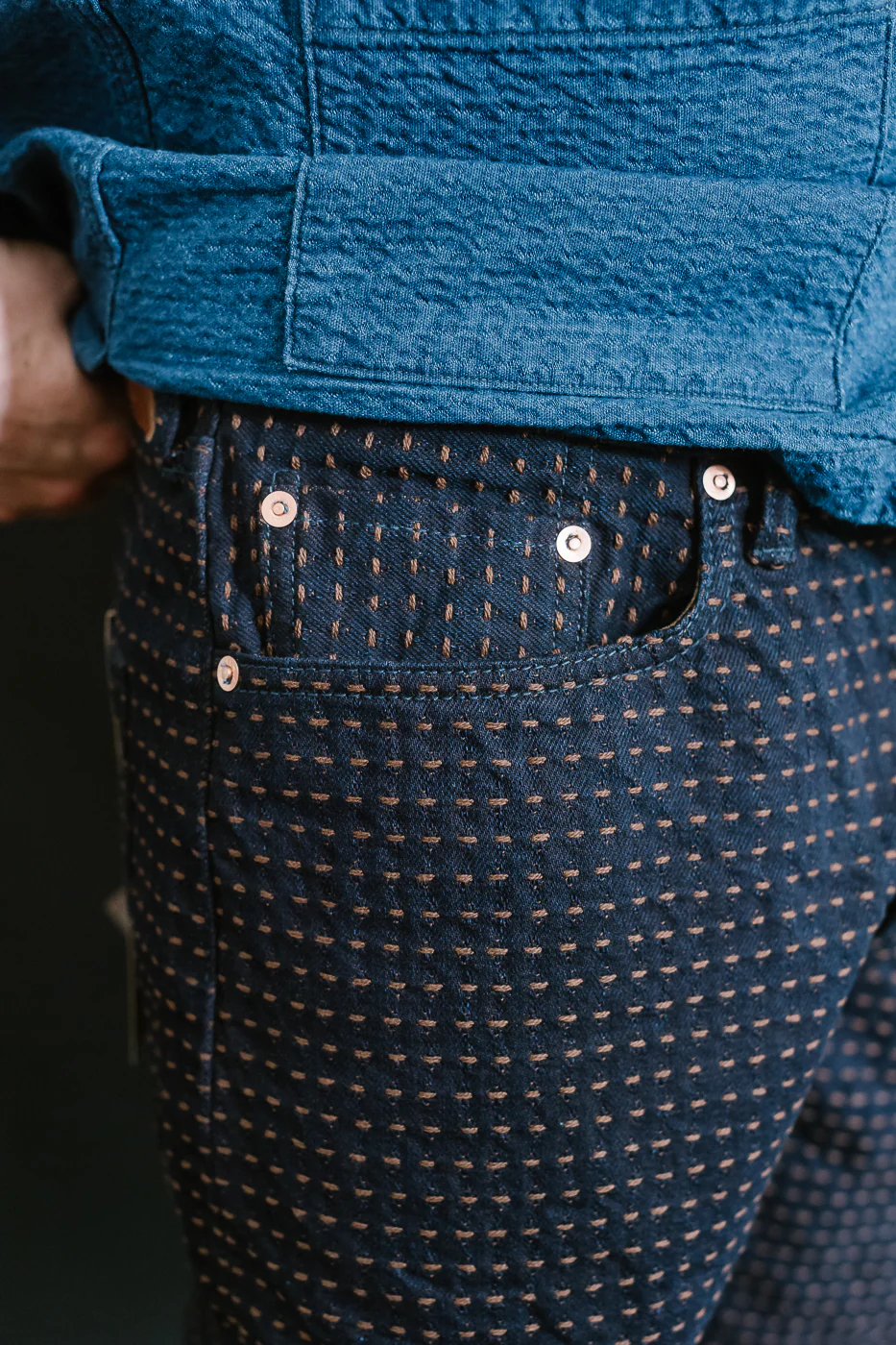 D1897RS - 15.5oz "Kakishibu Sashiko" Indigo Jacquard Denim - Dant Exclusive Regular Straight - Image 17