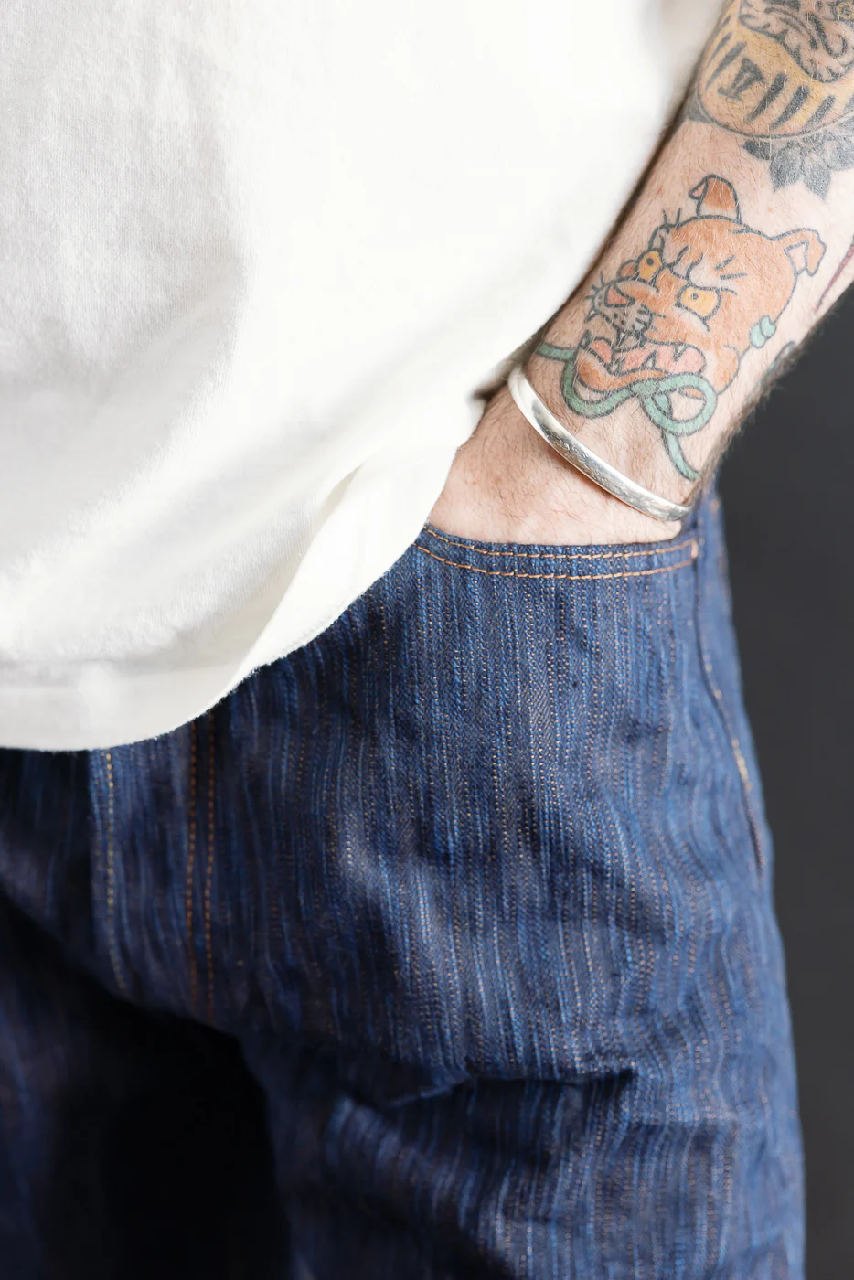 D1905S - 15oz "Awa Sho-ai Kakishibu" Natural Indigo x Kakishibu Selvedge Jeans - Regular Straight - Image 14