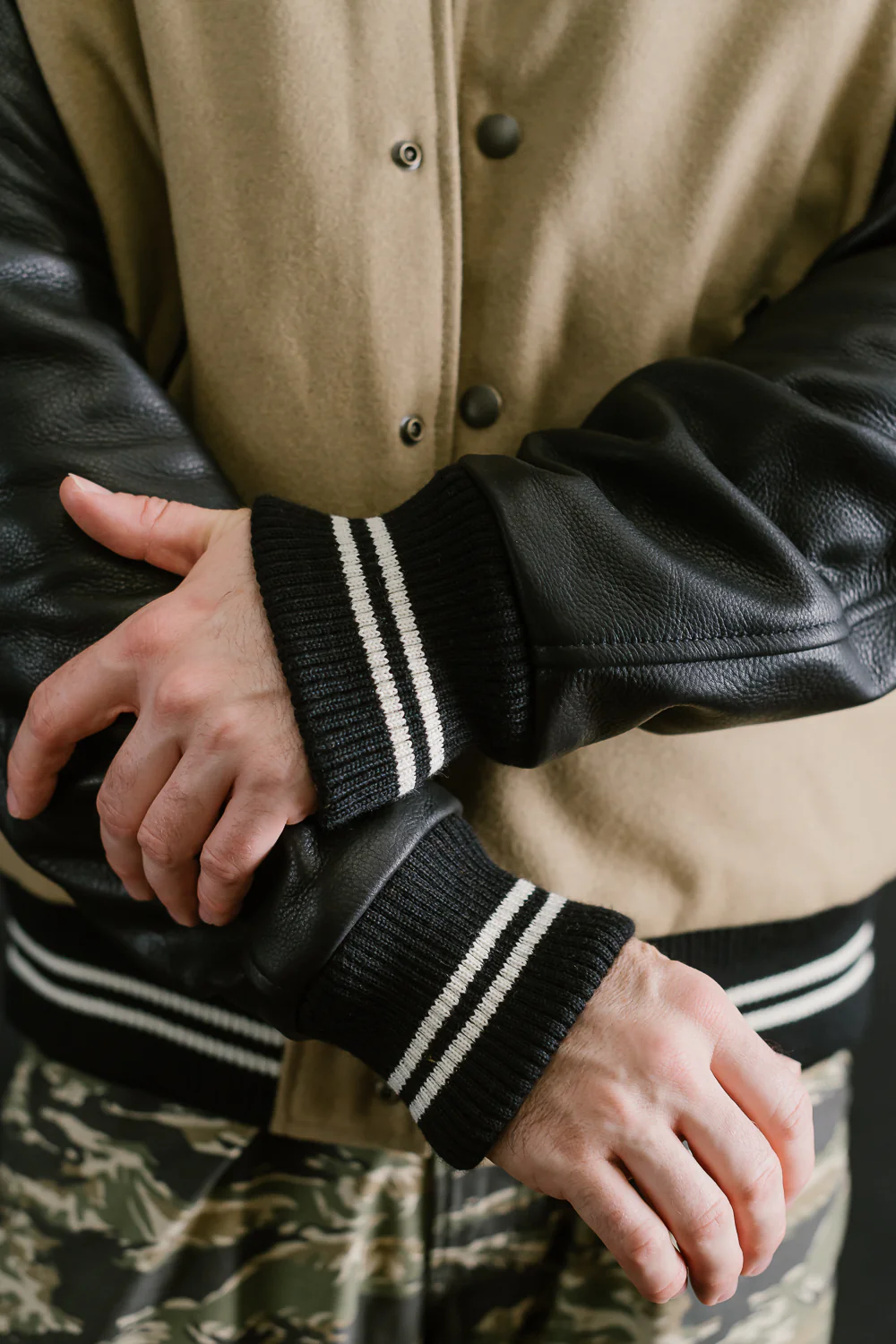 Dant x Dehen - Varsity Jacket - Camel, Black - Image 26