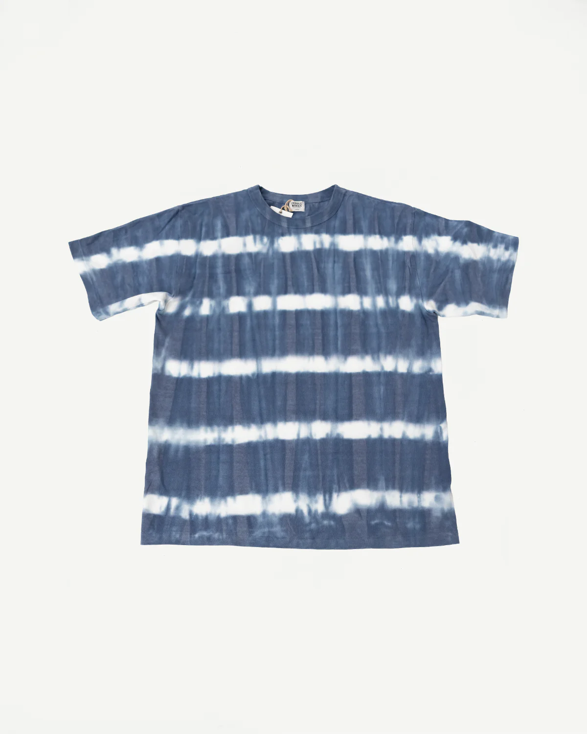 "Fallen Cotton" Midweight Tee Short Sleeve Tie Dye Border - Navy