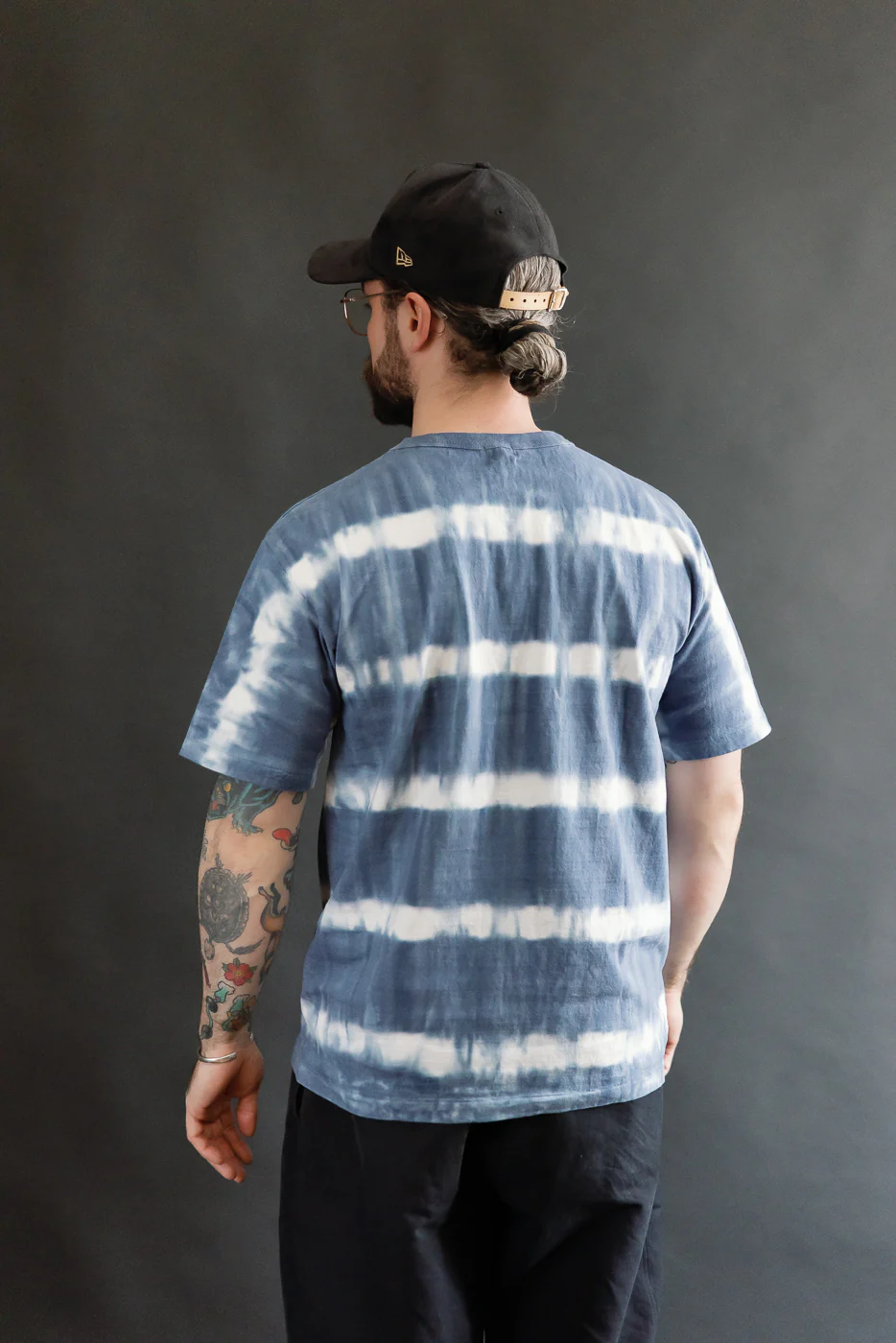 "Fallen Cotton" Midweight Tee Short Sleeve Tie Dye Border - Navy - Image 11