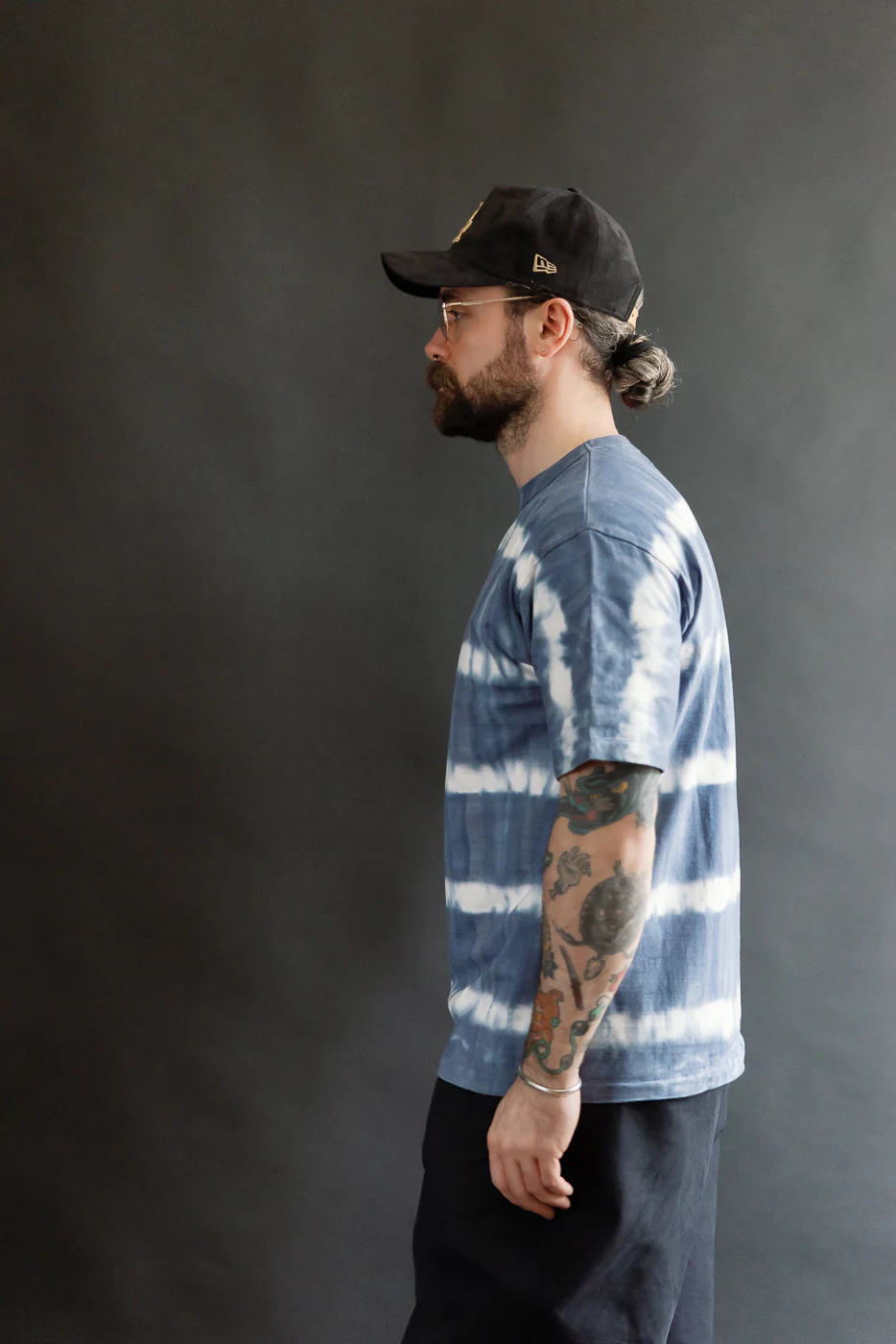 "Fallen Cotton" Midweight Tee Short Sleeve Tie Dye Border - Navy - Image 12