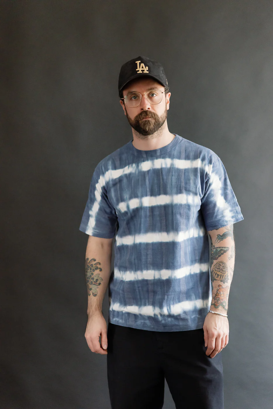 "Fallen Cotton" Midweight Tee Short Sleeve Tie Dye Border - Navy - Image 13