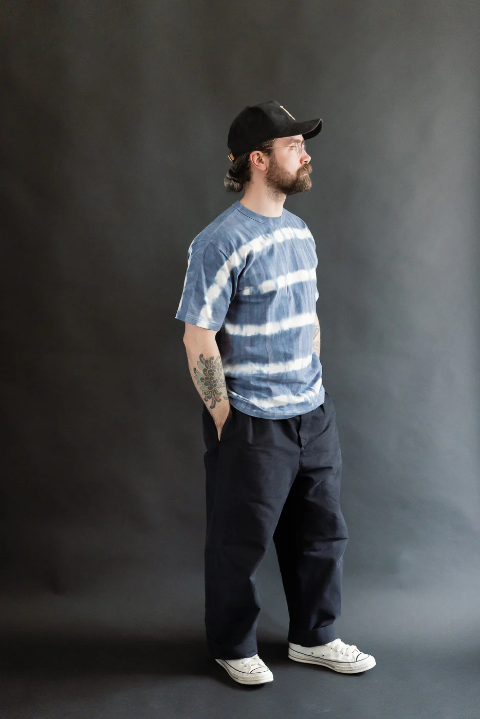 "Fallen Cotton" Midweight Tee Short Sleeve Tie Dye Border - Navy - Image 6