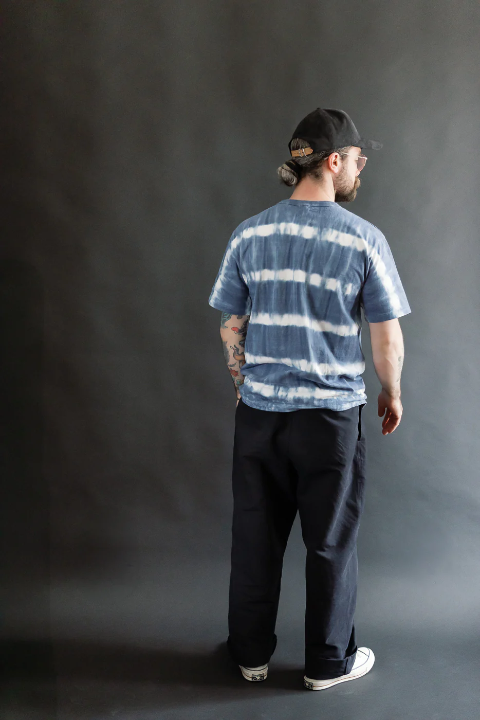 "Fallen Cotton" Midweight Tee Short Sleeve Tie Dye Border - Navy - Image 7
