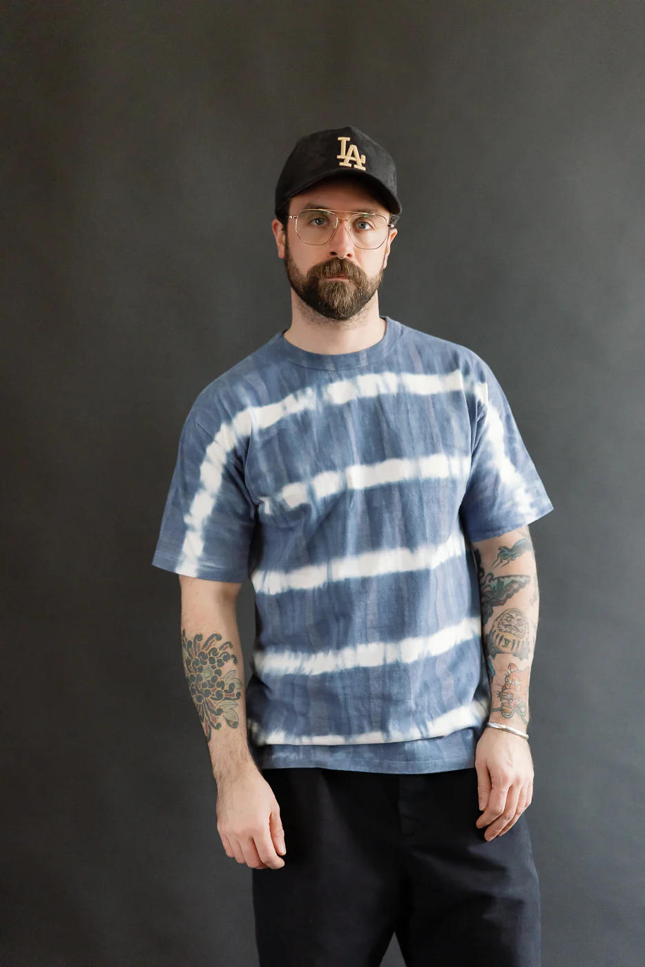 "Fallen Cotton" Midweight Tee Short Sleeve Tie Dye Border - Navy - Image 8