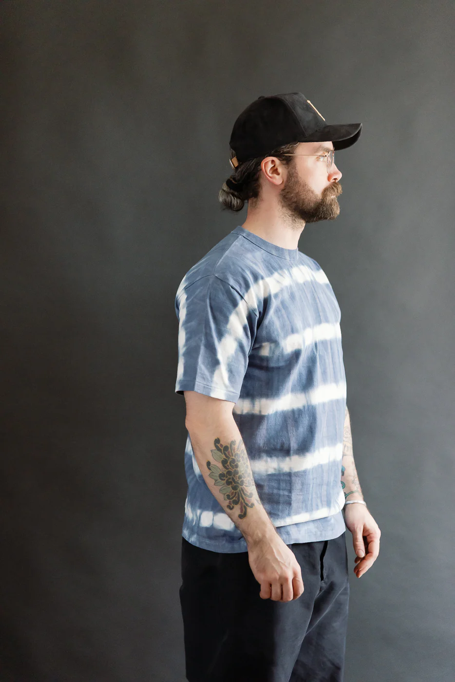 "Fallen Cotton" Midweight Tee Short Sleeve Tie Dye Border - Navy - Image 9