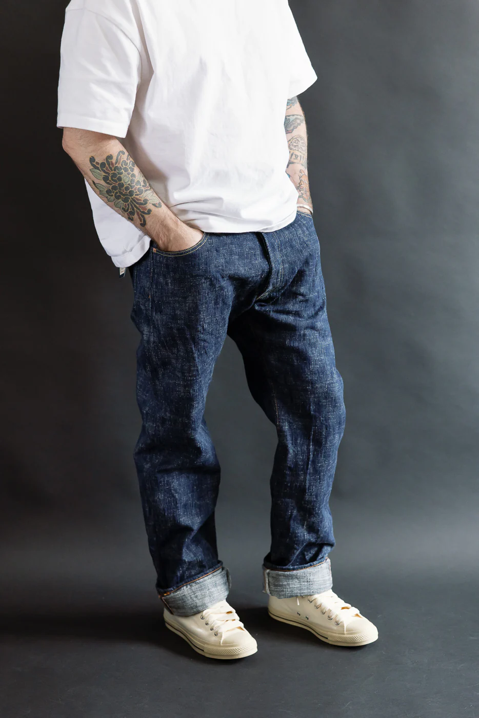 15oz Skein Dyed Slubby Green Indigo Selvedge Jeans - Slim Straight Fit - Image 11