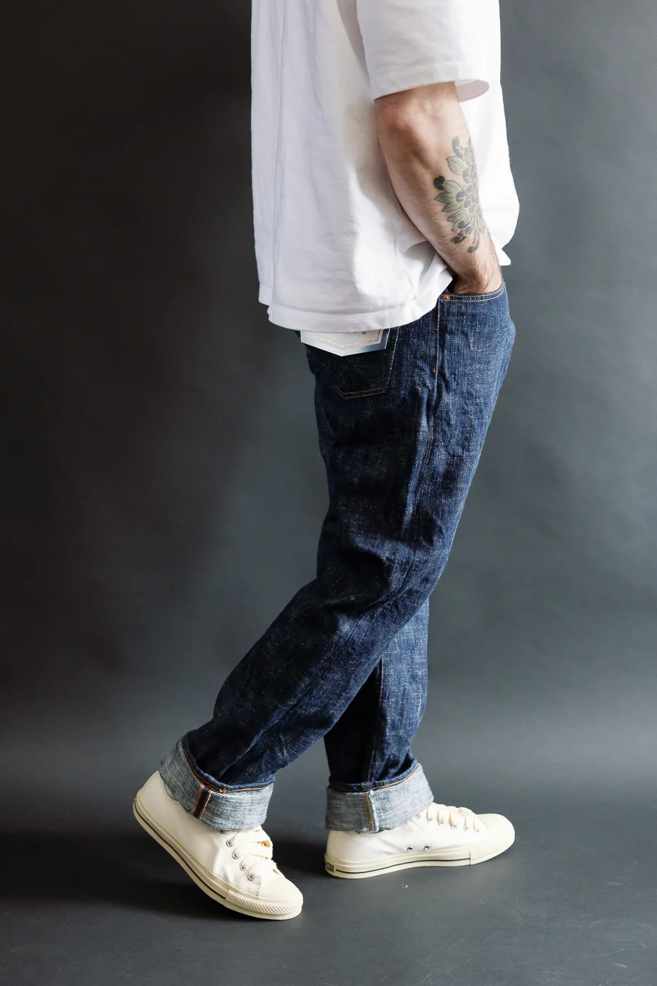 15oz Skein Dyed Slubby Green Indigo Selvedge Jeans - Slim Straight Fit - Image 12