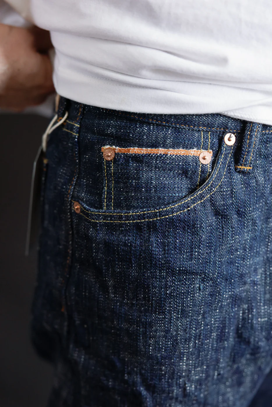 15oz Skein Dyed Slubby Green Indigo Selvedge Jeans - Slim Straight Fit - Image 18