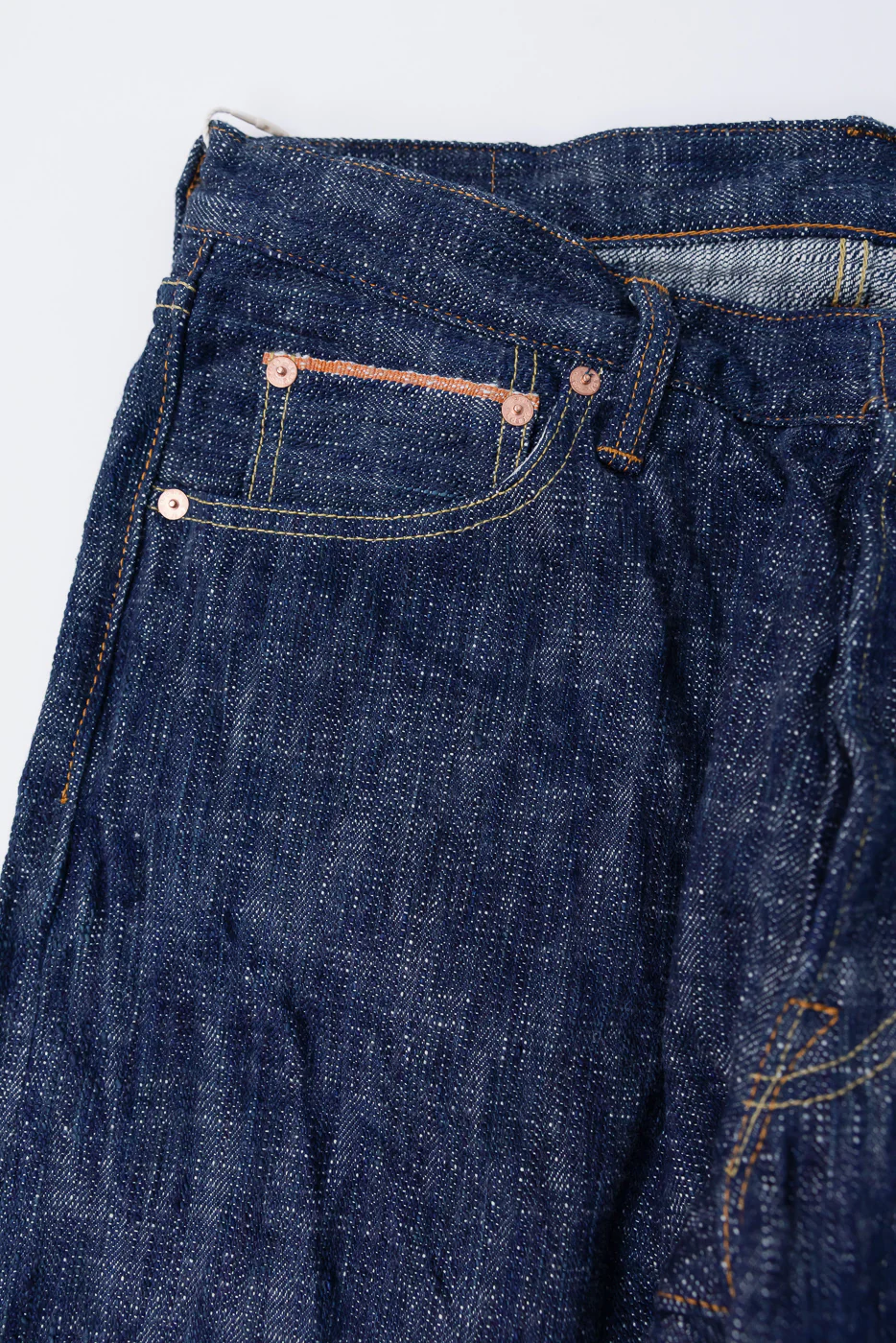 15oz Skein Dyed Slubby Green Indigo Selvedge Jeans - Slim Straight Fit - Image 3