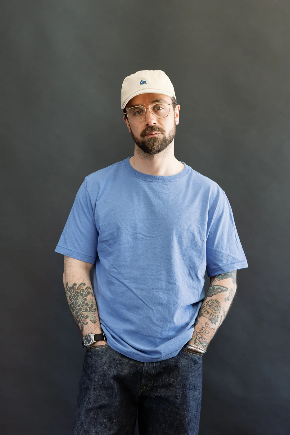 HPT01.663 - 4.6oz Cotton Hemp T-Shirt, All Plant Based - Faded Blue - Image 15