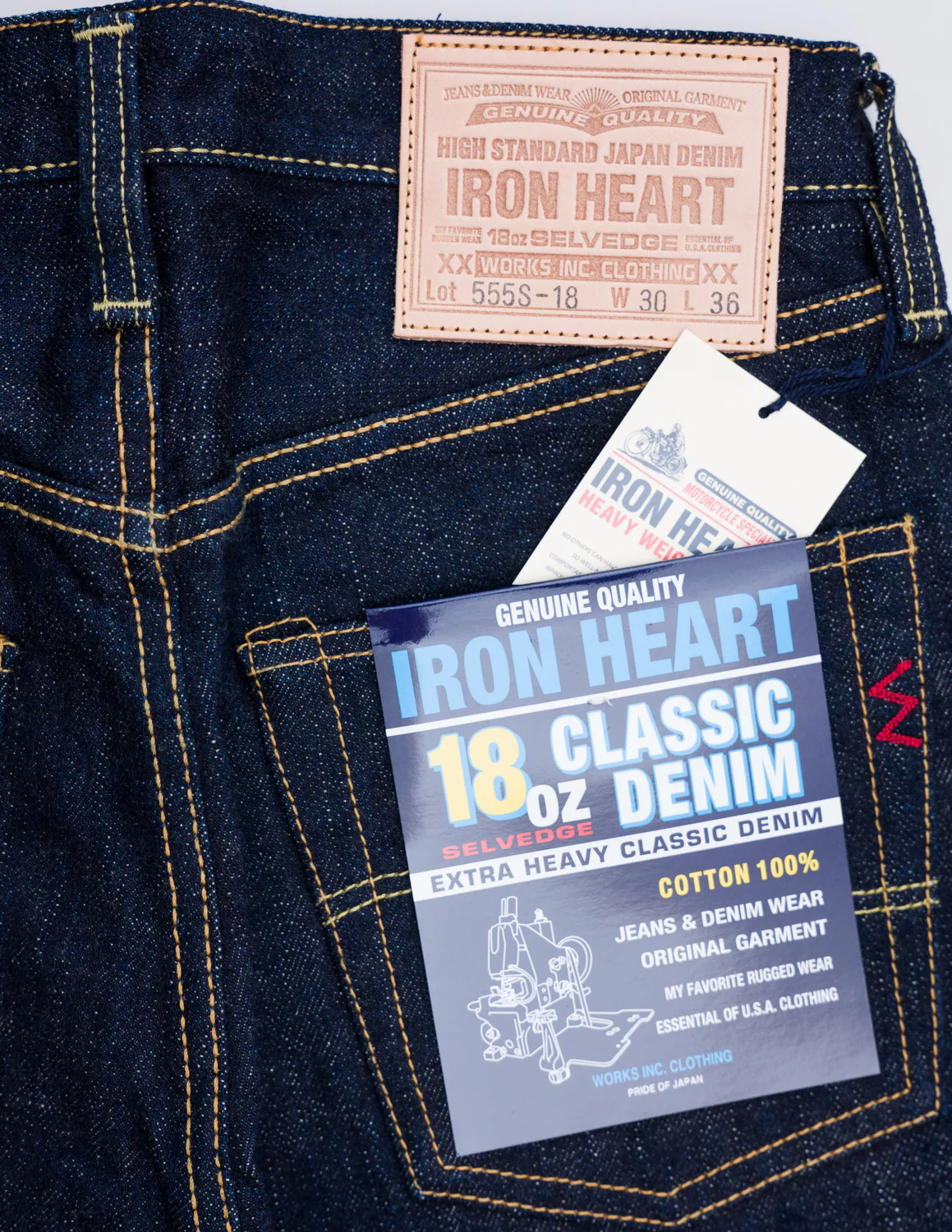 IH-555S-18 - 18oz Vintage Selvedge Denim Super Slim Cut Jeans - Indigo - Image 9