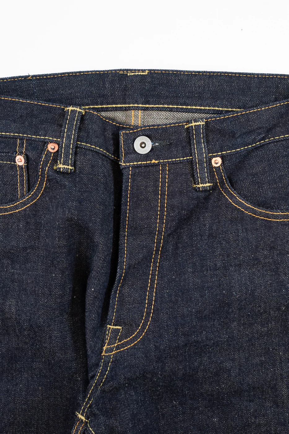 IH-634N - 17oz Selvedge Denim Straight Cut Jeans - Natural Indigo - Image 3