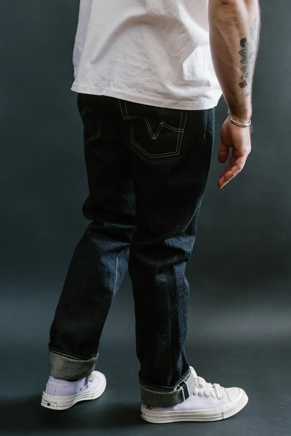 IH-777N - 17oz Selvedge Denim Slim Tapered Cut Jeans - Natural Indigo - Image 12