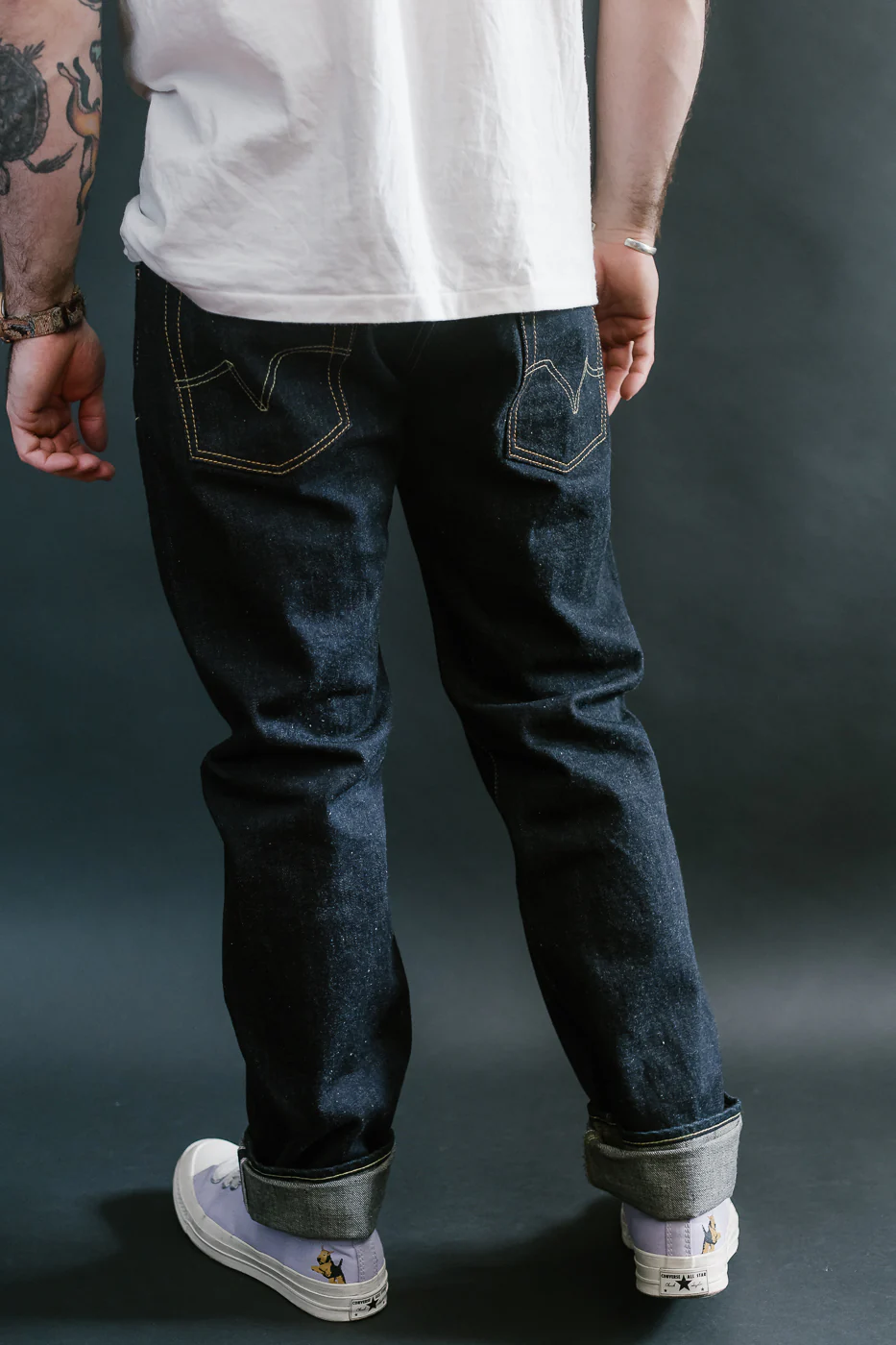 IH-777N - 17oz Selvedge Denim Slim Tapered Cut Jeans - Natural Indigo - Image 13