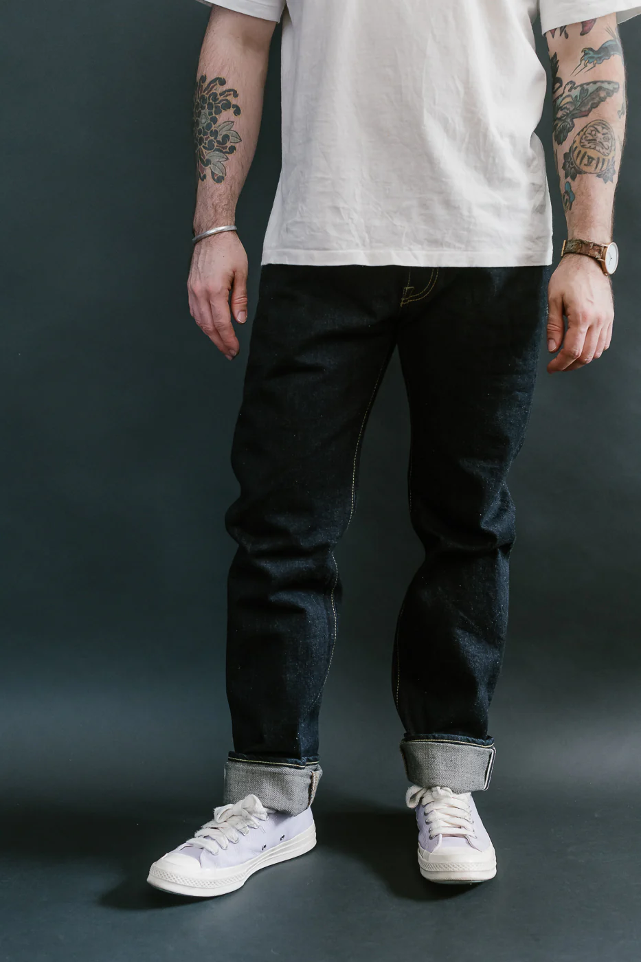 IH-777N - 17oz Selvedge Denim Slim Tapered Cut Jeans - Natural Indigo - Image 15