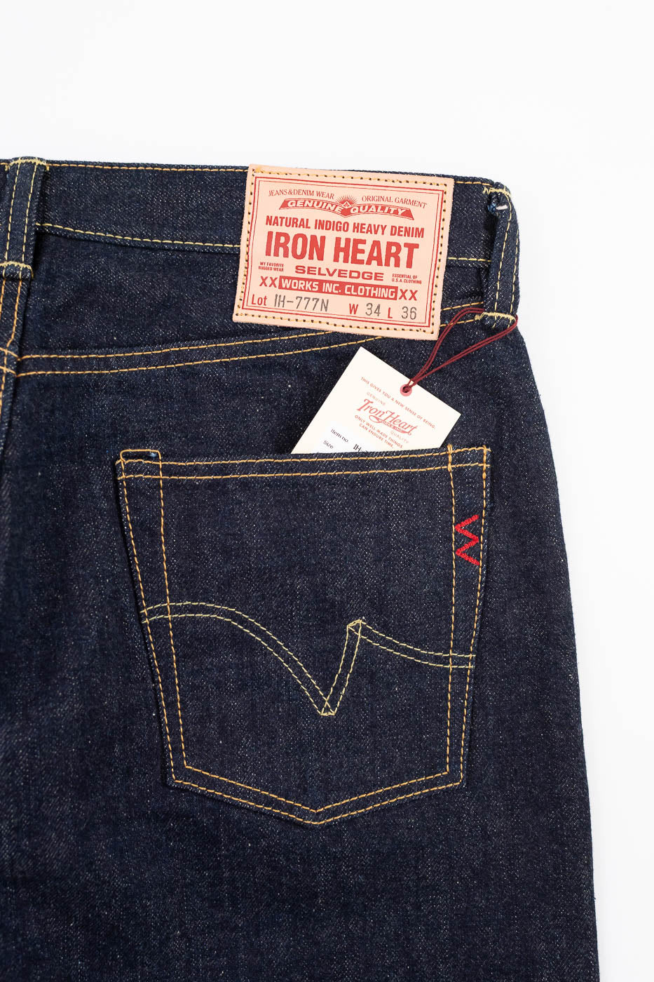 IH-777N - 17oz Selvedge Denim Slim Tapered Cut Jeans - Natural Indigo - Image 4