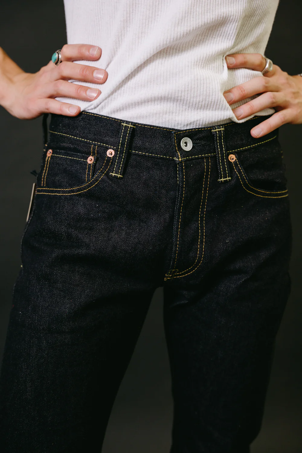 IH-777S-142 - 14oz Selvedge Denim Slim Tapered Jeans - Indigo - Image 12