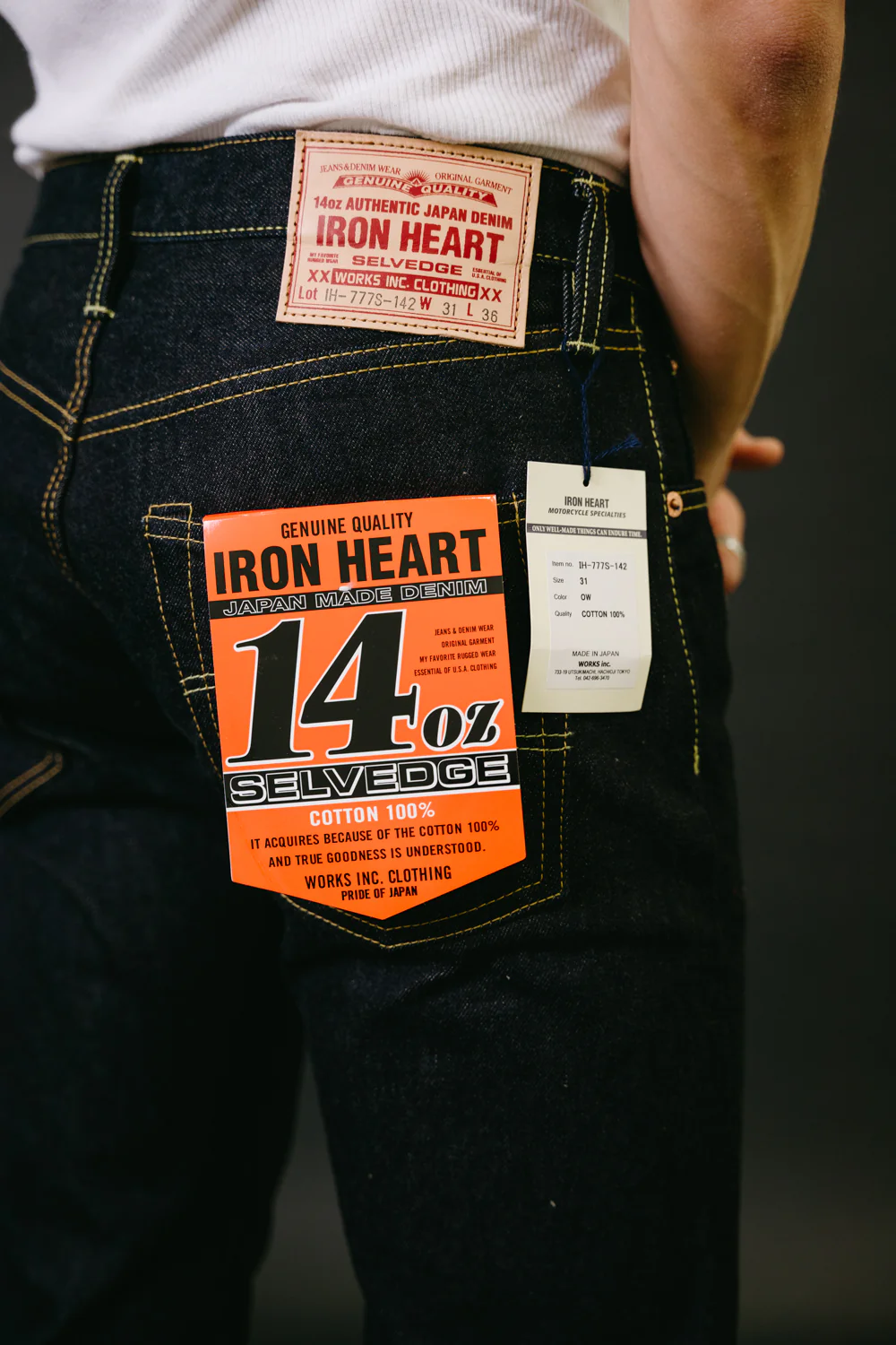 IH-777S-142 - 14oz Selvedge Denim Slim Tapered Jeans - Indigo - Image 13