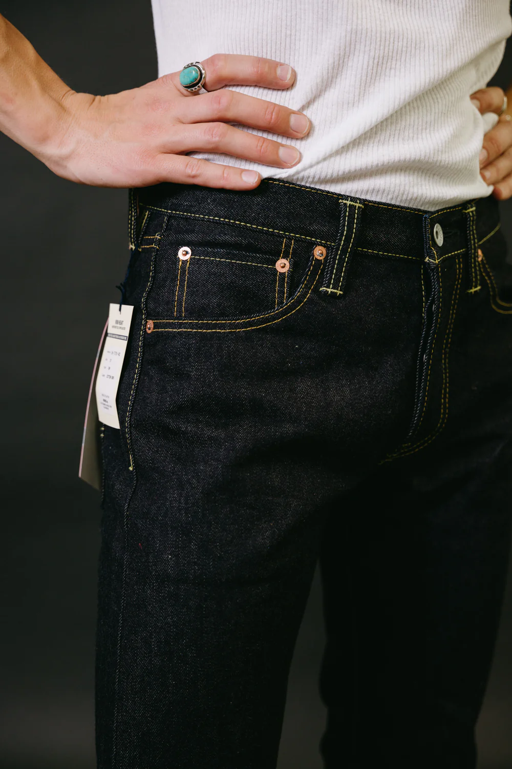 IH-777S-142 - 14oz Selvedge Denim Slim Tapered Jeans - Indigo - Image 16