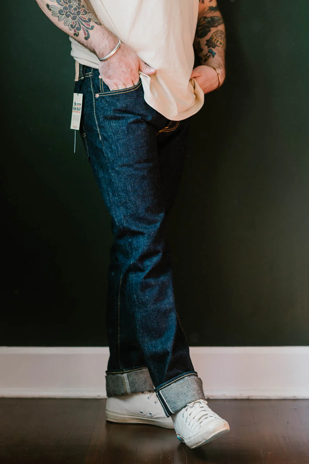 IH-777S-18 - 18oz Vintage Selvedge Denim Slim Tapered Cut Jeans - Indigo - Image 10